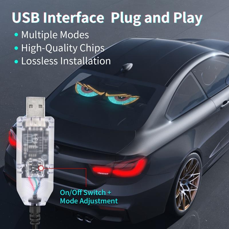 Auto Teufelsauge Licht RGB Dynamisches Dämonenauge Dekoratives Licht LED Display Dekor Pixel Panel Windschutzscheibe USB 5V Mehrfachmodus Lampe