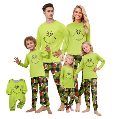 Weihnachtsdruck Süßes Familienset Schlafanzug, Hauskleidung, Familienset Langarm Oberteil Hosen Set