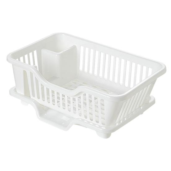 

Draining Dish Rack with Drain Tray Prevents Water Accumulation Rack Large Partitioned Storage Organizer for Kitchen S білий