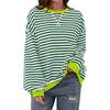 Autumn Winter Casual Loose Women's Cotton Sweatshirts Striped Pattern Crew Neck Full Sleeve Sports Hoodie