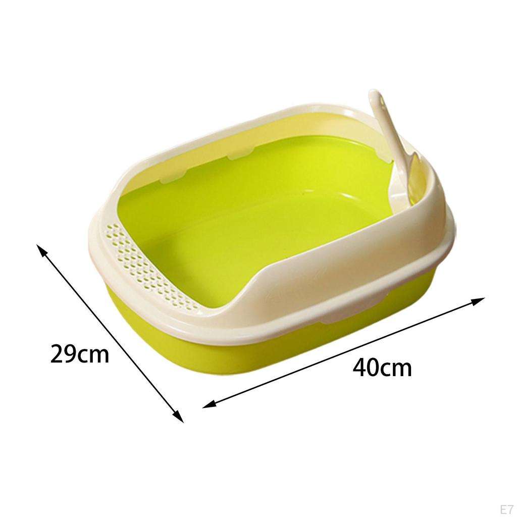 Cat Anti Splashing Kitten Potty Toilet Semi Enclosed High Sided Sandbox Bedpan for Indoor Cats,