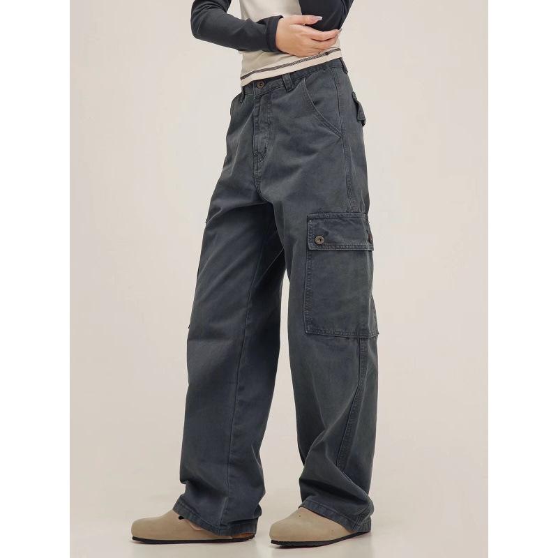 JYL Men s Cargo Pants Cotton Washed Vintage American  Spring Loose Denim 30 бистр