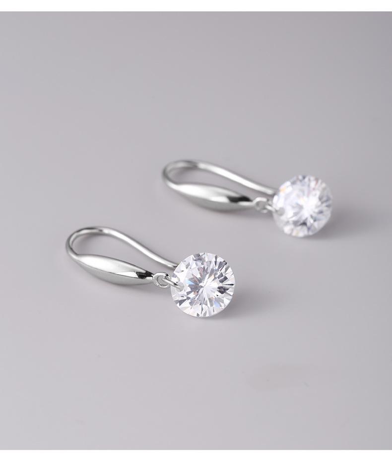 Minimalist Designer Women's 925 Sterling Silver Zircon Ear Hook Earrings (E8727)