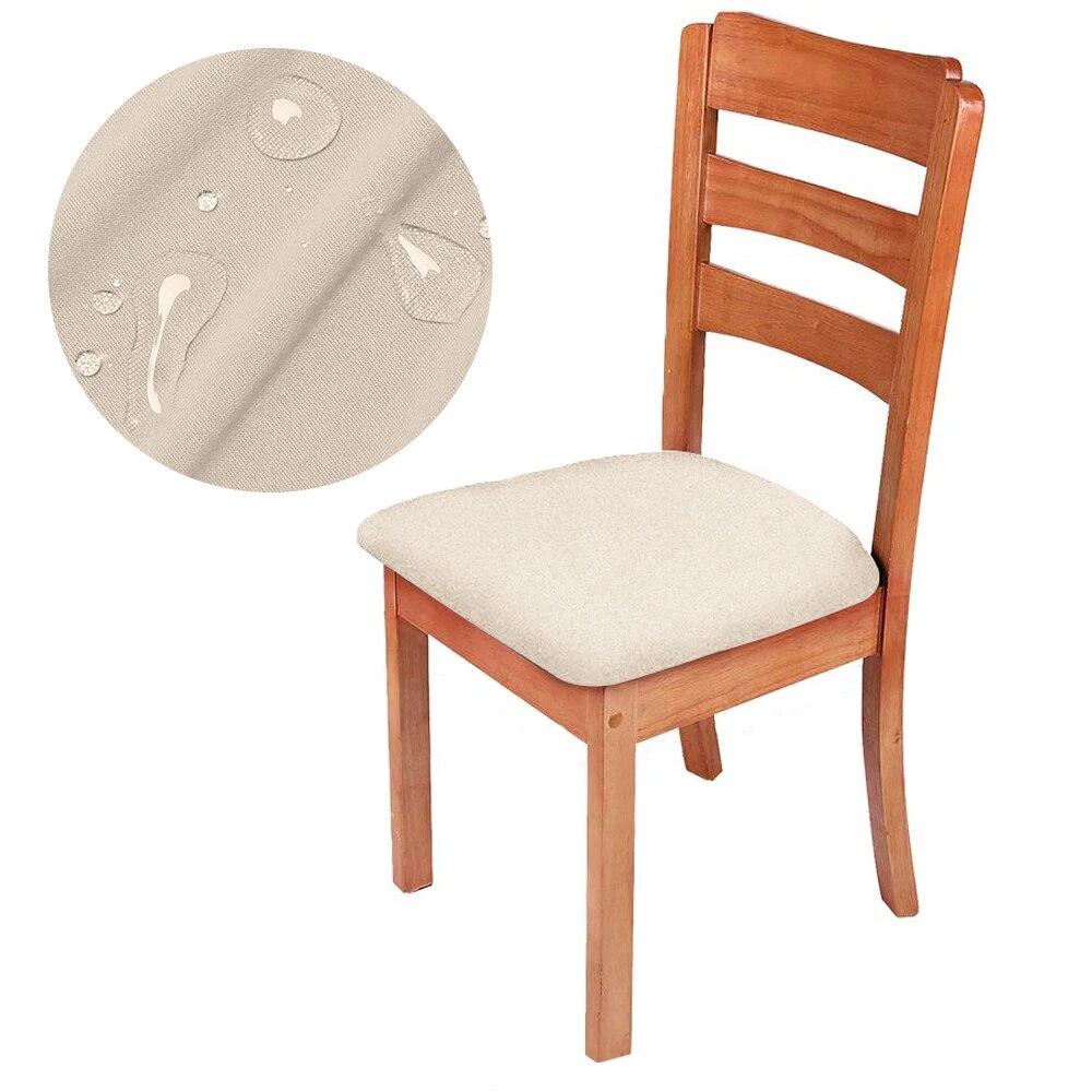 Waterproof Chair Seat Cover Solid Elastic Chair Cushion Cover Anti-dust Chair Protector Dining Room Spandex Armchair Slipcover