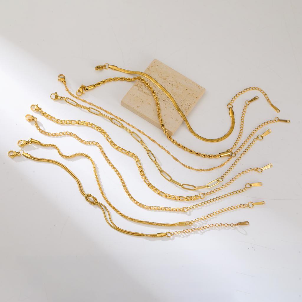 Stainless Steel Gold Color Bracelet Twist Figaro Cuban Chain Bracelets Women Trendy Minimalist Jewelry Gifts