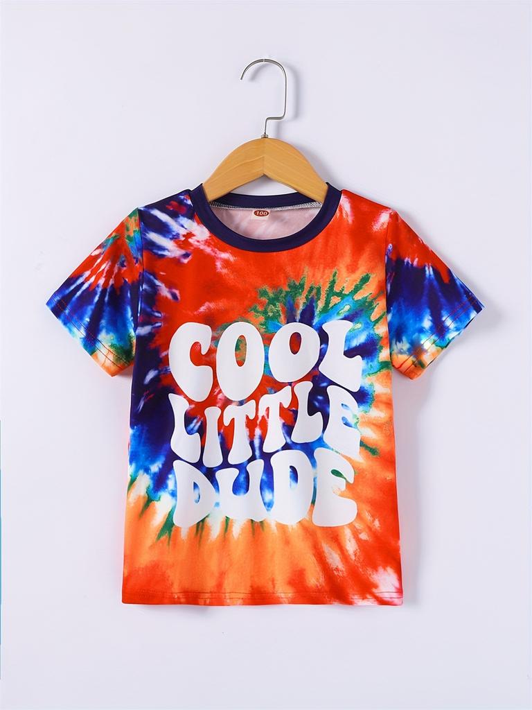2026 Girl Summer Rainbow Tie Dye T-Shirt Short Sleeve Tee Top Crew Neck Clothes Child Girl Casual Outdoor Clothing Kids Tshirt