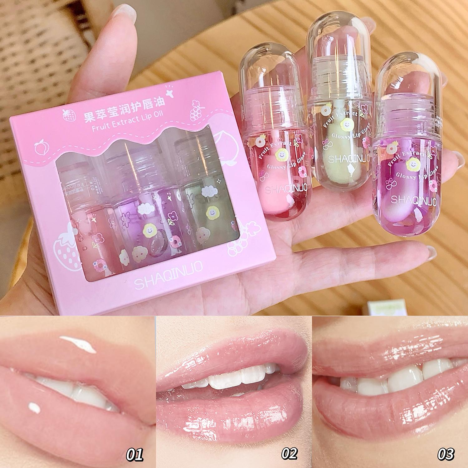 

SHAQINUO Увлажняющее масло для губ Уход за губами против трещин Бальзам для губ с фруктовым вкусом Питательный блеск для губ