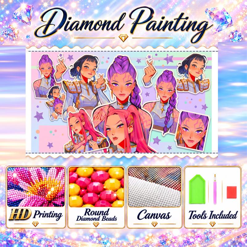 Kpop Demon Hunters 5D Diamond Painting Kit DIY Full Drill Diamond Art Home Wall Decor