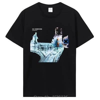 Radiohead Ok Bilgisayar Tişörtü Cd Lp Vinil Poster Gökkuşağı Thom Yorke Kid A Rahat Baskılı Kaliteli Yeni Marka Tişört Unisex