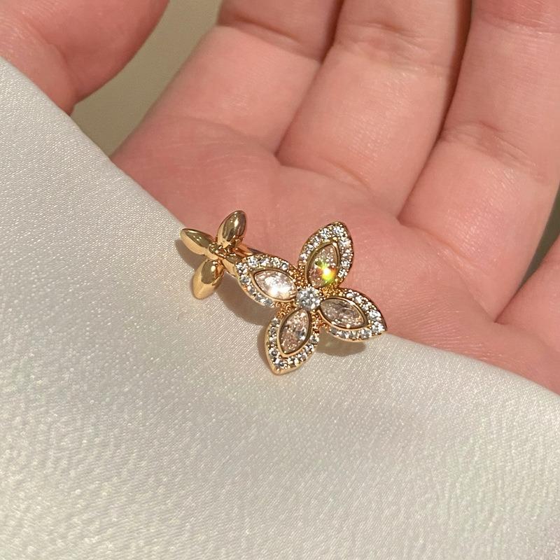 Zircon Mangstar Flower Exquisite Fashion Opening Ring Light Luxury High-end Index Finger Ring Niche Temperament Versatile Ring