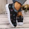 Women's Knitting Casual Sneakers Fashion Butterfly Print Soft Sole Running Shoes Woman Lightweight Breathable Flat Trainers 2025