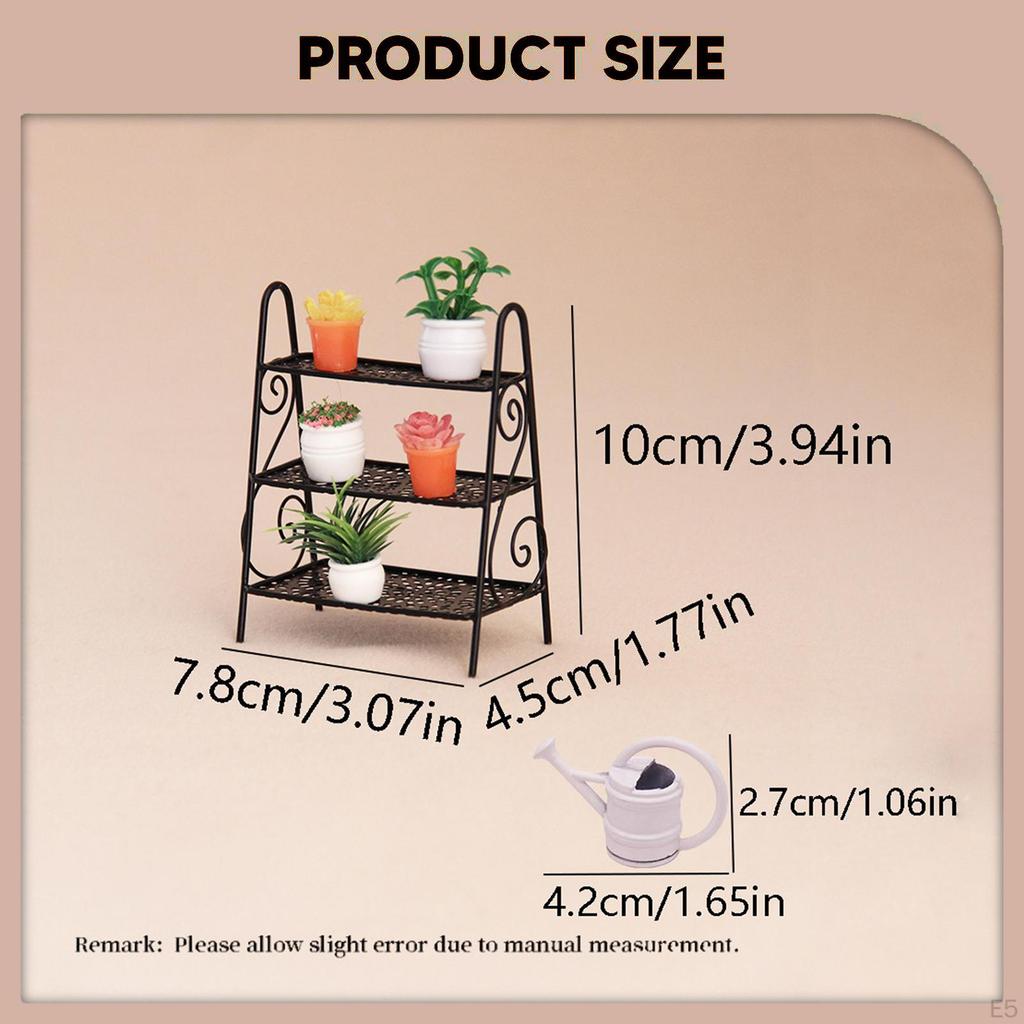 Dollhouse Accessories Doll House Decor Mini Plant Stand Set Micro Landscape Photo Props