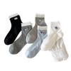Women's Mid-Calf Japanese Cartoon Embroidery Socks, Spring/Autumn Style, Perfect Pair with Birkenstocks