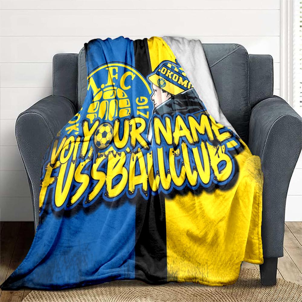1PC 1 Fc Lokomotive Leipzig Custom Name Patterned Flannel Blanket Suitable For All Seasons for Home Decor Warmth and Comfort Gifts Holiday Present