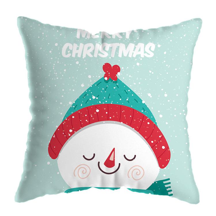 Cartoon Santa Claus Pattern Throw Pillow Cover With Short Plush Print Living Room Sofa Decoration Cushion Cover Pillow Covers