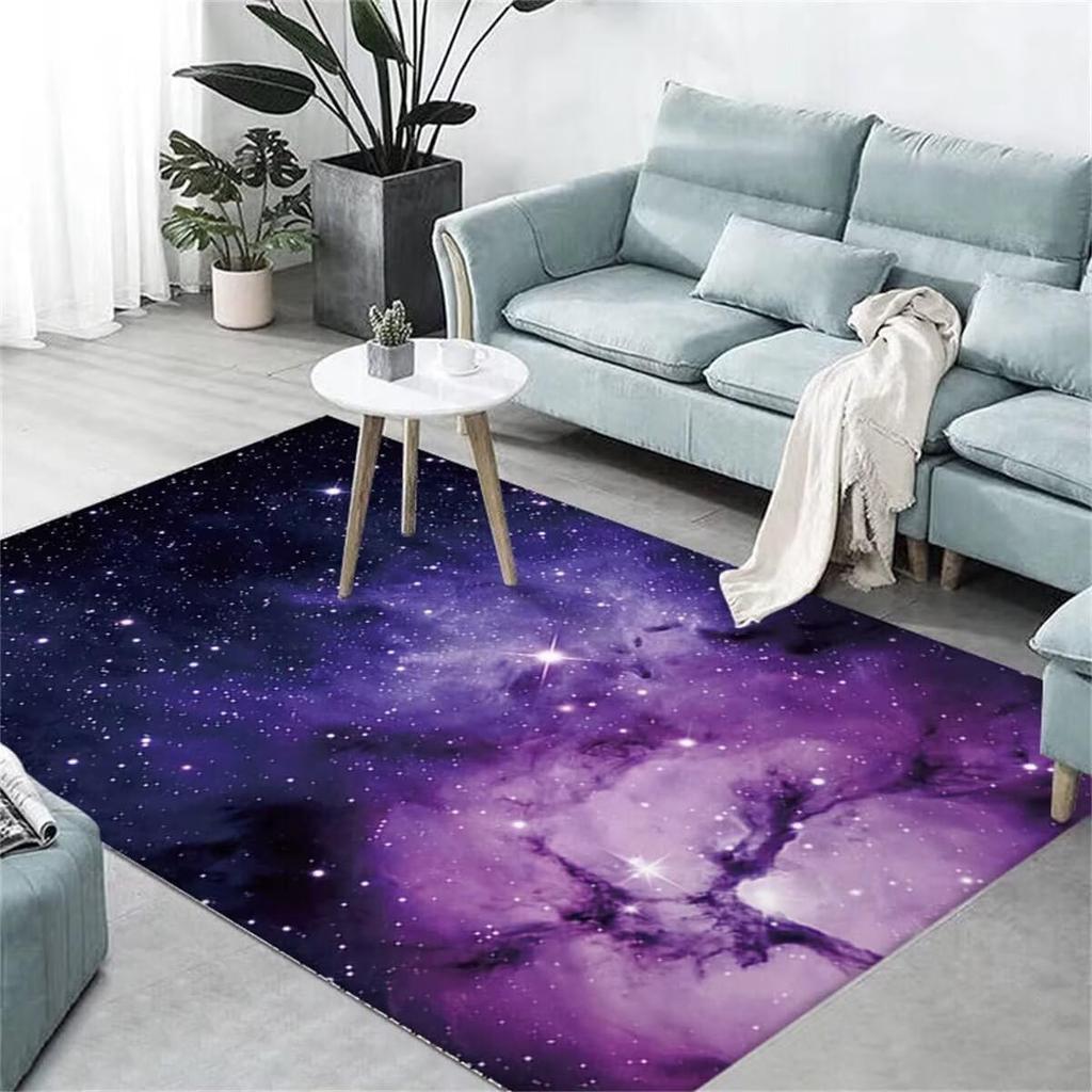 Galaxy Starry Sky Pattern Carpets Modern Home Non-Slip Decor Rug Space Theme Mat for Living Room Bedroom Kids Room