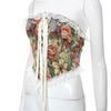 Vintage Floral Corset Vest Push Up Crop Tops Bustier Corset Top Lace Up Corset Top Strapless Bodice Corset Top