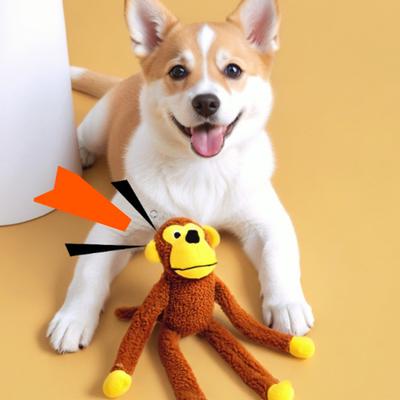 Interactive Monkey Plush for Dogs Cats Soft Bite-Resistant Chew Toy with Sound Pet Anxiety Relief Toy for Teeth Cleaning And Teething
