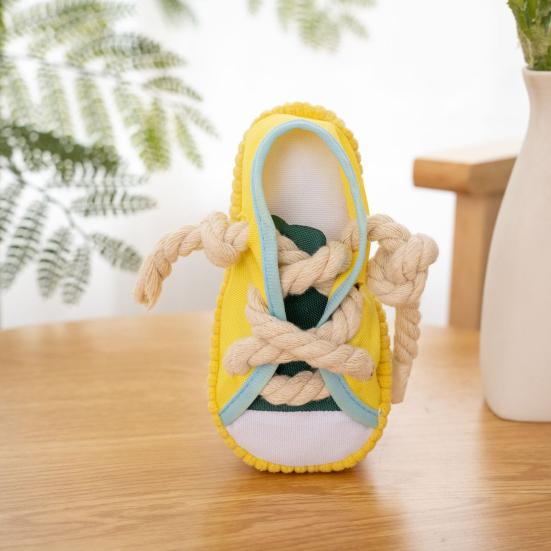 Yousheng Canvas Quietschie Hundespielzeug Pantoffel-förmiges Kauspielzeug für Welpen Kleine Hunde Bissfest Geräuscherzeugend Welpenspielzeug zur Zahnpflege Angstlinderung