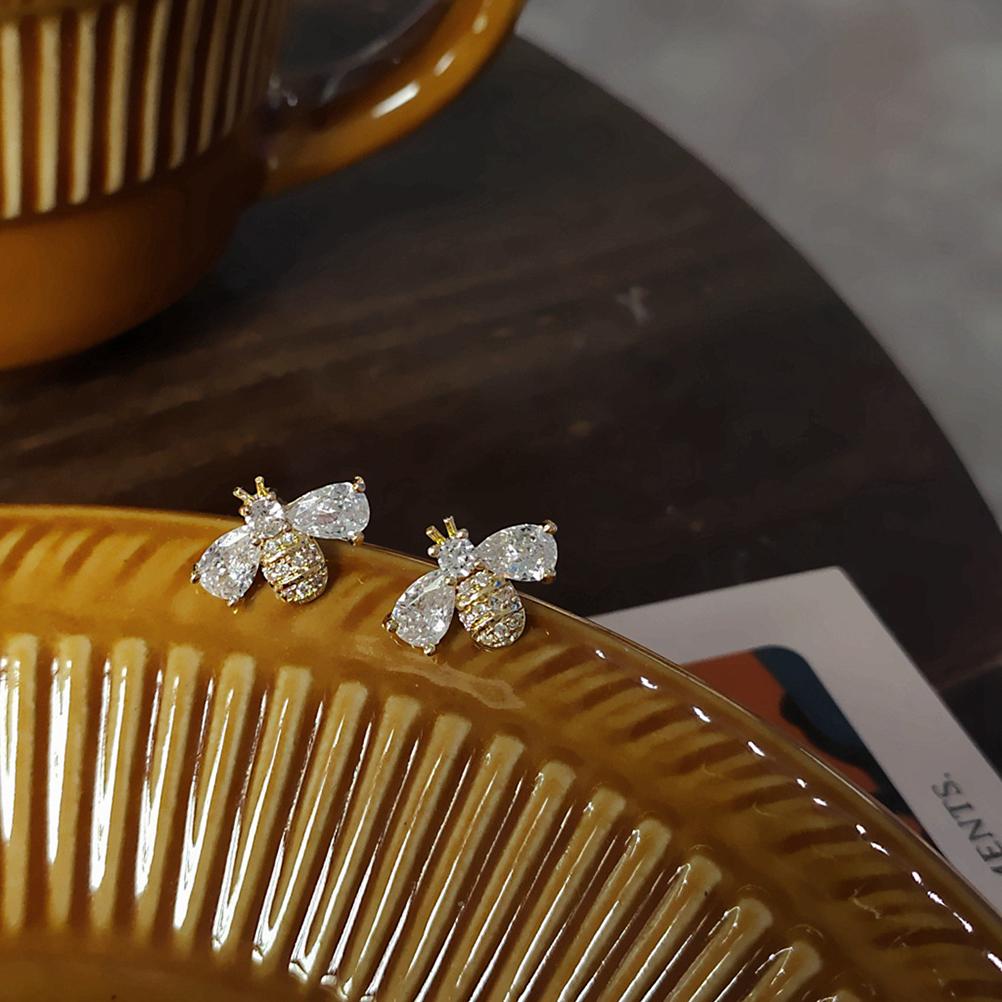Bee Stud Earrings Honey Bees Studs Earrings Handmade Jewelry Pushback Closure Earrings Minimalist Fashionable Gift for