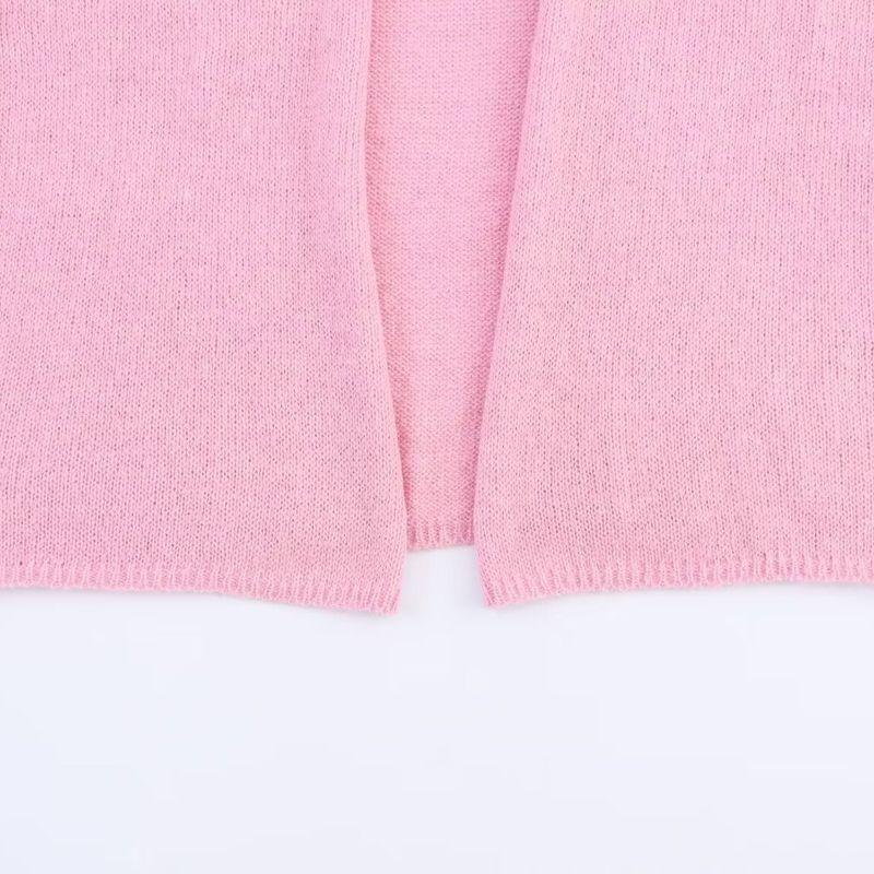 Kaslead New Women Clothes Western Style Fashion Simple and Versatile Fresh Solid Color Knit Cardigan