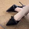 Bow Sexy High Heels Sandals Women Pointed Toe Heeled Shoes 2025 New Summer Dress Slippers Woman Pumps Sandalias Mujer
