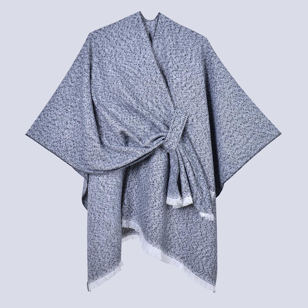 Women'S Warm Cape Simple Double-Sided Solid Color Split Imitation Cashmere Outer Shawl Amazon