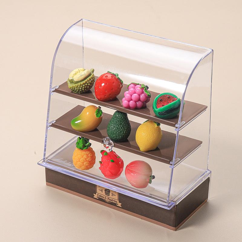 Mini Simulated Fruit Ornament Watermelon Avocado Grape Lemon Peach Micro Landscape Dollhouse Miniature Toy Car Decoration