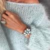 Maglioni lavorati a maglia da donna Lady Scava fuori maglia sottile Pullover See Through Look Manica a lanterna Top larghi Grembiule Maglione in mohair Felpa lavorata a maglia Top