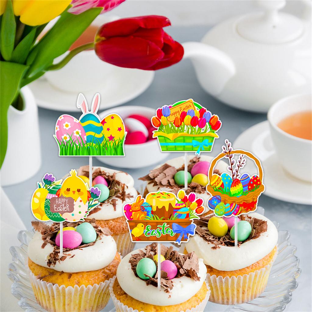 12/24Pieces Cake Top Decoration Cupcake Toppers Decoration Cake Picks for Birthday Wedding Spring Festival Celebration