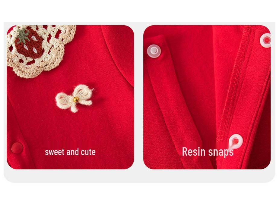 Red New Year Jumpsuit for Baby - Festive First Birthday and 100-Day Celebration Outfit