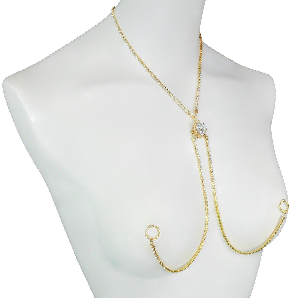

Hanazono Jewelry Овальне Закрите Діамантове Кольє для Сосків з Кришталем та Золотом, Аксесуар для Сосків, Кільце для Сосків, Кольє для Сосків, Декольте,