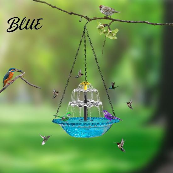 Fontana a Cascata per Uccelli da Giardino 3 Livelli Vasca Solare per Uccelli Sospesa per Colibrì Alimentata ad Energia Solare per Uccelli per Bere e Riposare Giardino Esterno Patio