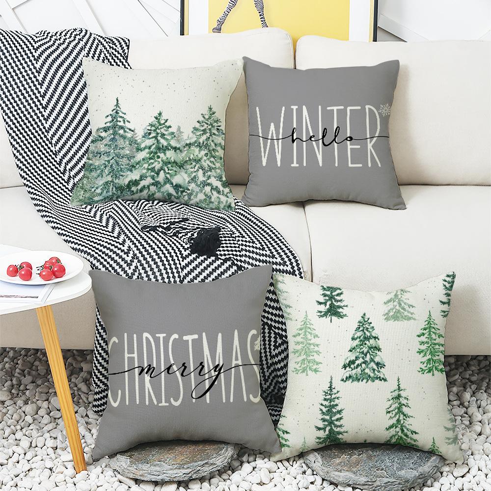 Weihnachtliche Festtagsatmosphäre Modern Einfach Weihnachtsbaum Brief Digitaldruck Heimdekoration Sofakissenbezug
