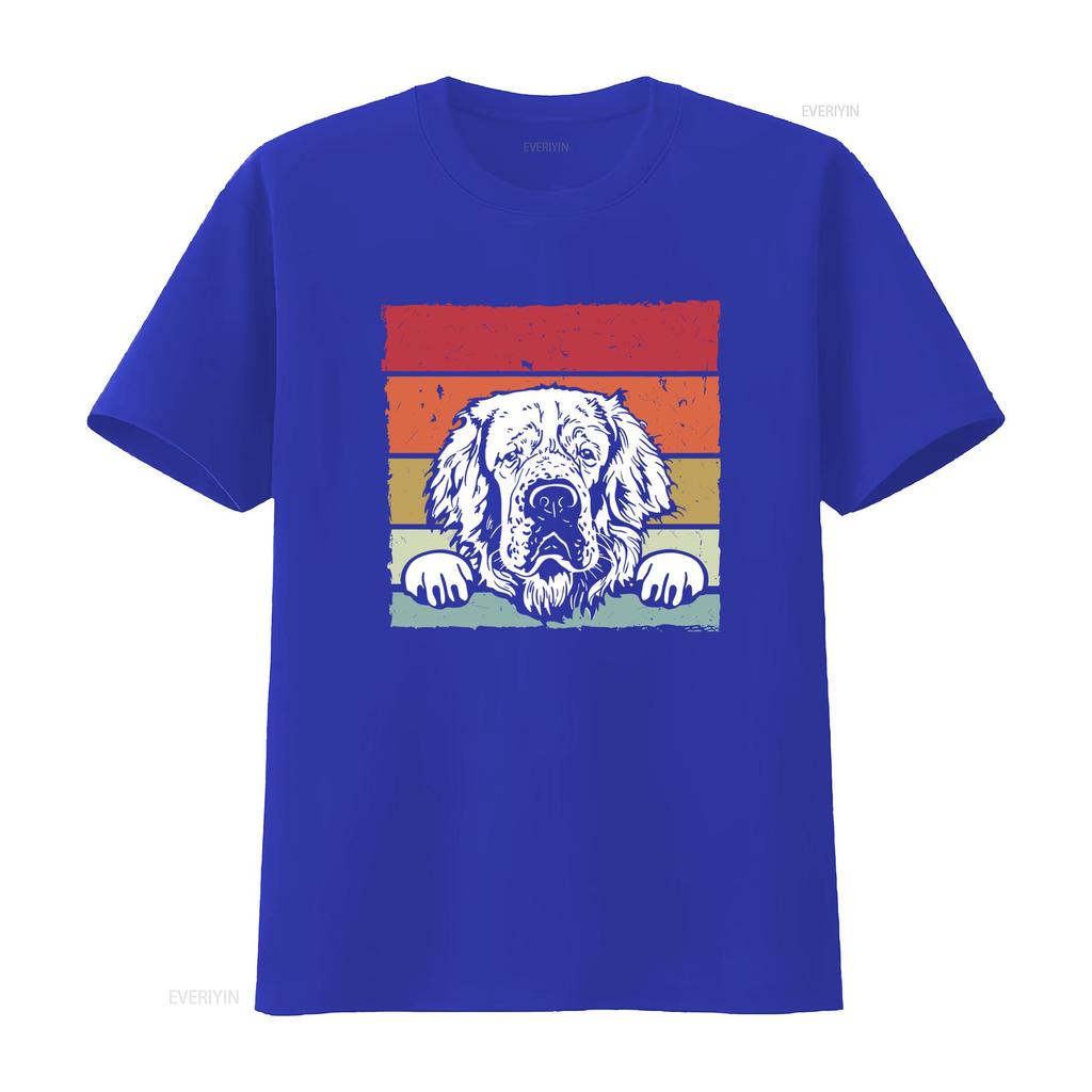 Dog Retro Clumber Spaniel Print T Shirt for Fashion Casual vintage Washed Soft Top For Everyday Wear Stretched Unisex fashion