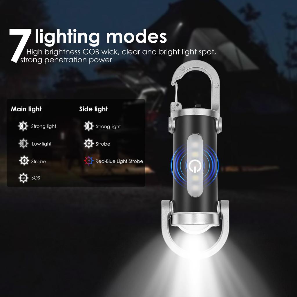 6Pcs Super Bright Mini Keyring Torch Rechargeable LED Flashlight Keychain Waterproof Camping Pocket Lamp Keyring Hanging Light