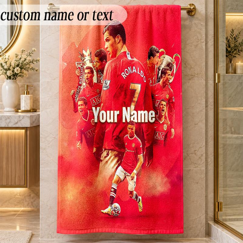Beach TowelCristiano Ronaldo Custom Name Text Personalized Soft Towel for Beach Pool Indoor Home Decor Gift