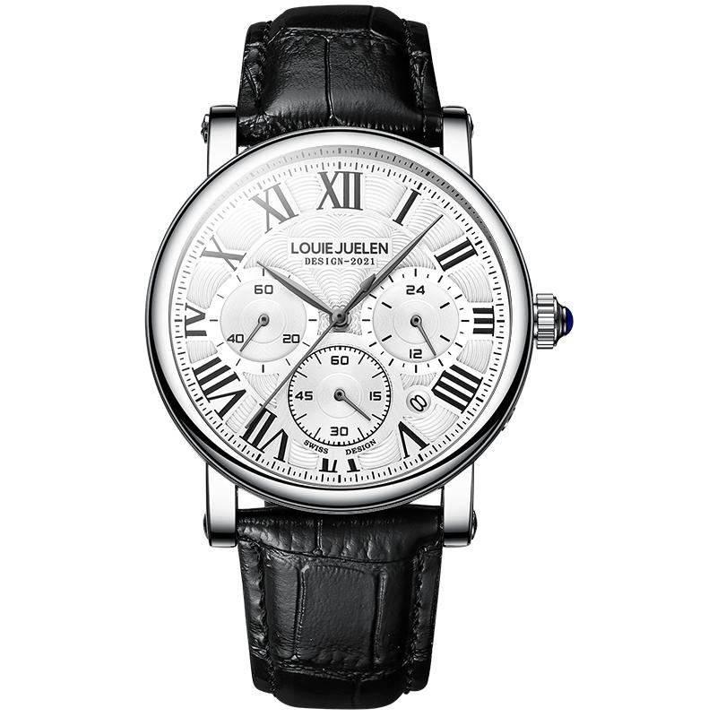 Men's Watches High Quality Waterproof Date Quartz Wrist Watch Men Leather Business Casual Chronograph Clock