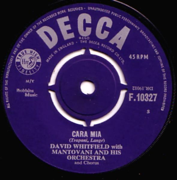 

7inch Record DAVID WHITFIELD, MANTOVANI & HIS OR - Cara Mia F10327 Decca UK Pop Used