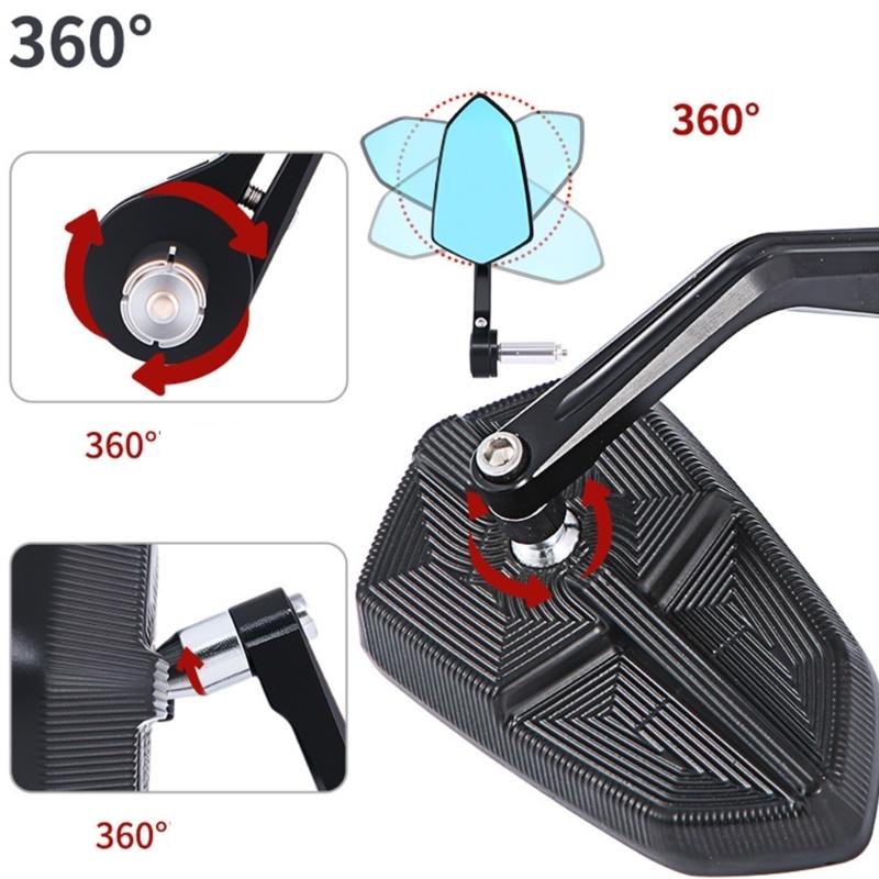 7/8Inch Motorcycle Handlebar End Mirror Inverted Rearview Mirror Universal Replacement 360 Degree Rotating Side Mirror