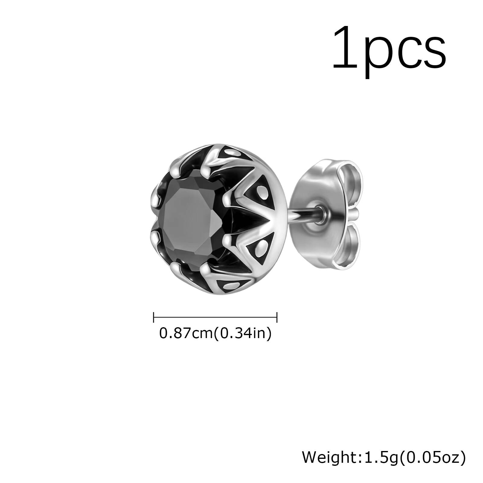 

Vnox Hypoallergenic Stainless Steel Crown Earrings for Men, 8.7mm Wide Pierced Zircon Stud Earrings, Ears Jewelry Gifts fro Him