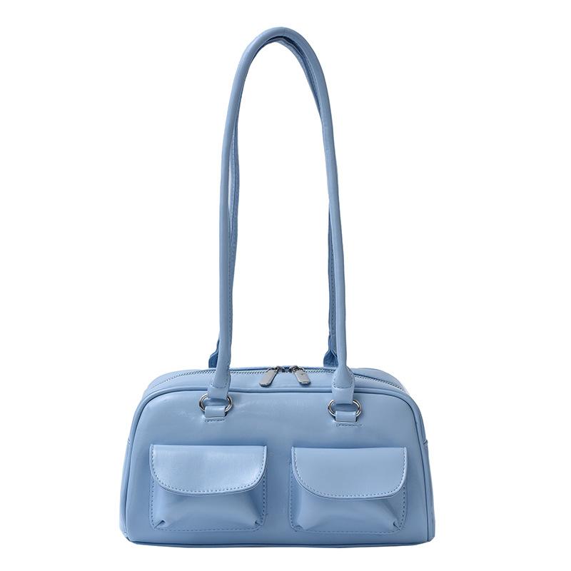 Korean Version of Niche Shoulder Bag 2025 New Fashion Splicing Hand Bag Women's Foreign Style Versatile Underarm Pillow Bag Tide