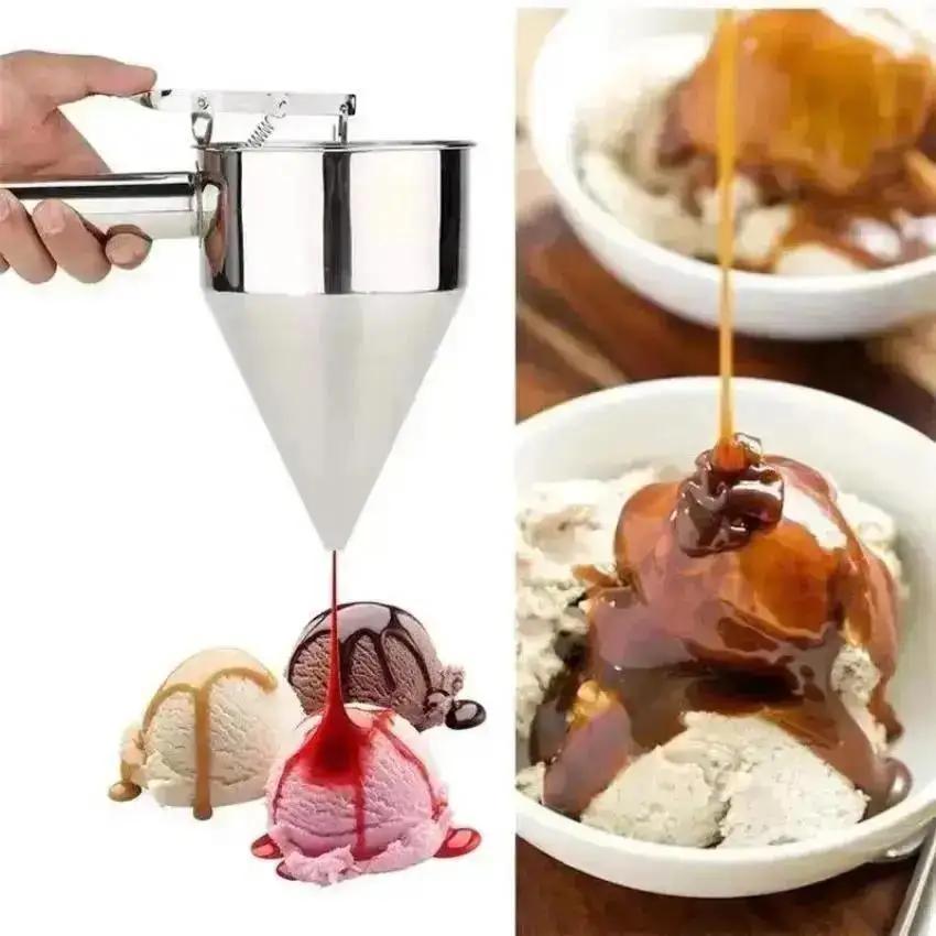 New Multi-Caliber Stainless Steel Funnel Dispenser Stand Cupcakes Baking Maker Tools Kitchen Accessori Pancake Batter Dispenser