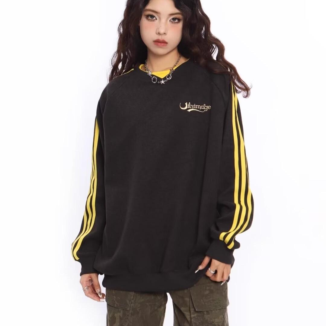 

Винтажный уличный пуловер, толстовки для женщин Y2k, корейский оверсайз, толстовка в стиле хиппи, топы с длинными рукавами, осень-весна M