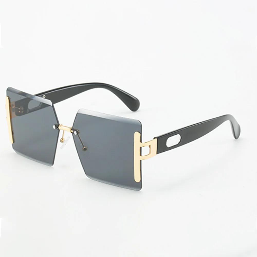 Rimless Sunglasses Big Sunglasses Men Square Shades Brand Designer Unisex Sun Glasses Black Lense Male Female Sunglasses Uv400