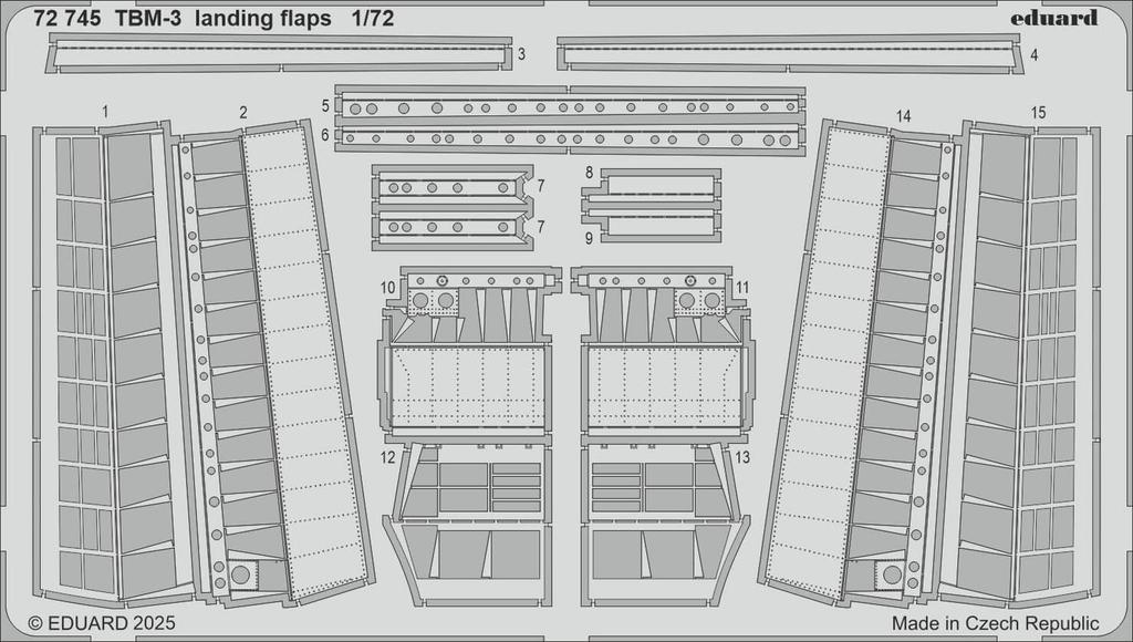 Eduard 1/72 TBM-3 Landing Flaps (for Hobby Boss) Plastic Model Kit Parts EDU72745 (Airplane)