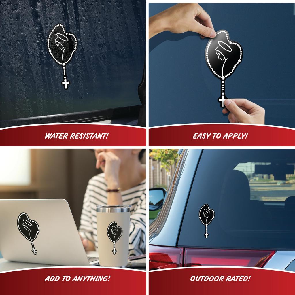 Maria Rosary Decal for Car, Truck, Tablet, Tumbler, Cell Phone - Christian Stickers Set