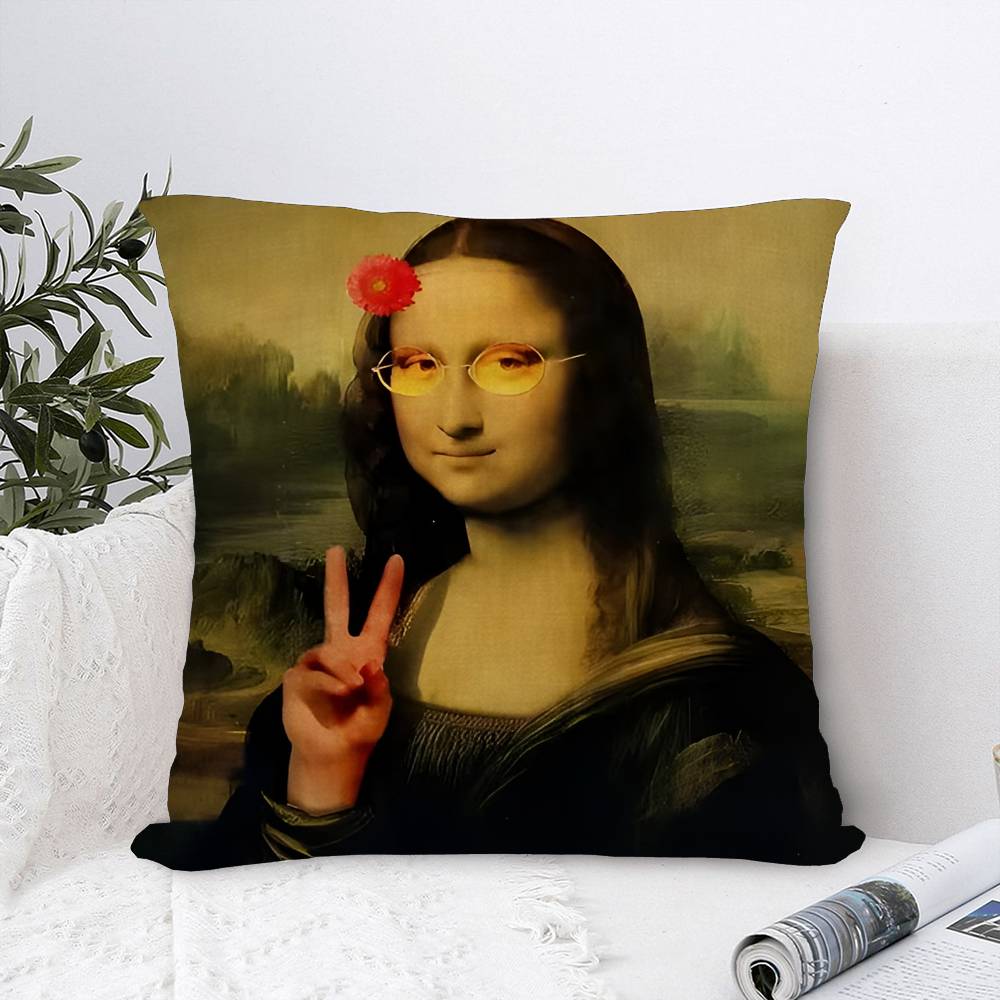 Mona Lisa Śmieszne Spersonalizowane Zdjęcie Tekst Dekoracyjne Poduszki Domowe Prezenty Domowe 45x45cm