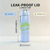 1PC Light green leaf nature sketch print 750ml colorful plastic sports water bottle leakproof pop up lid with straw for outdoor work home use