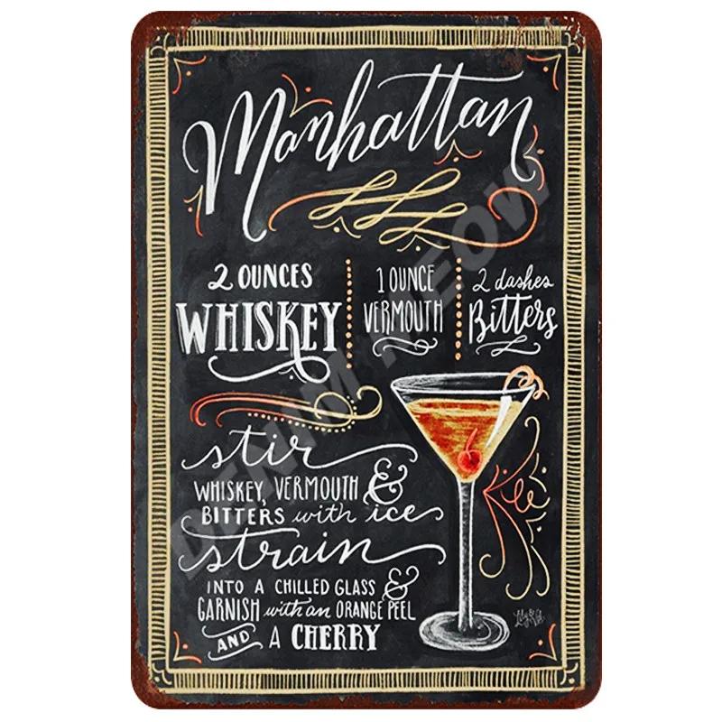 Cocktail Ingredients, Vintage Rum Punch Metal Plates, Mojito Metal Sign, Bloody Mary, Painting Wall Posters, Home Decor, WY50